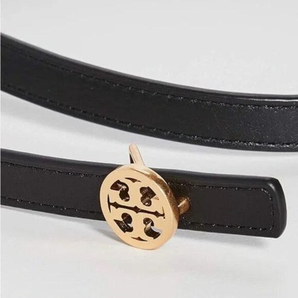 TORY BURCH WOMEN'S BELT STYLE #50005725 COLOR BLACK/001 WITH SKINNY LEATHER LOGO - Picture 2 of 11